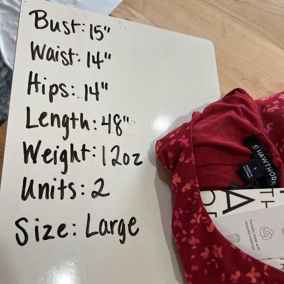 41 Hawthorn Floral Ruched Midi Mesh Overlay Dress Berry Red Pink Size Large NWT - Picture 9 of 11